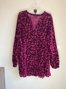 TORRID Magenta Velvet Floral Burnout Long Sleeve Top